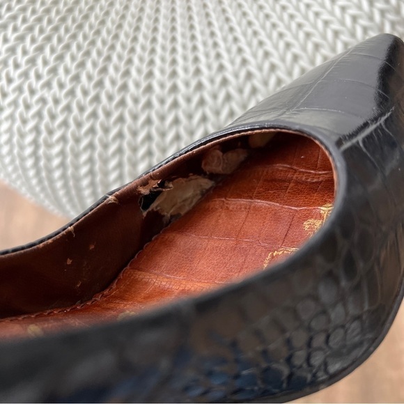 Sam Edelman Black Leather Croc Embossed Print High Heel Pumps Size 9 - Picture 10 of 10